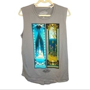 DISNEY Frozen Elsa and Anna Graphic Tank Top Gray Size Medium